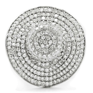 TS015 - Rhodium 925 Sterling Silver Ring with AAA Grade CZ  in Clear