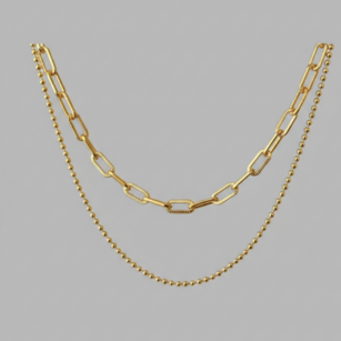 Top Chain Necklace Set Two Piece Layered Adjustable Fashion Jewelry