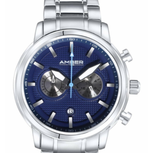 Amber Time Men's Quartz Chronograph Watch Stainless Steel Band 50m