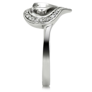TS093 - Rhodium 925 Sterling Silver Ring with AAA Grade CZ  in Clear