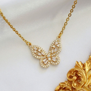 24K Butterfly Pendant Necklace
