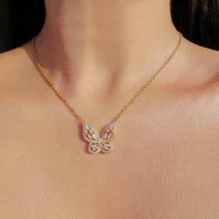 24K Butterfly Pendant Necklace
