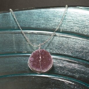 Druse Crystal Pendant on Silver Chain